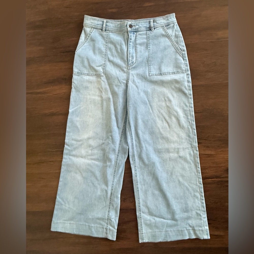 Cremieux Women’s Utility Jeans‎ Wide Leg Ankle Light Wash Size 10